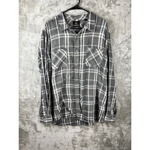 Weatherproof XL Gray Plaid Flannel Shirt Button Front Outdoor‎ Casual Cozy Fall
